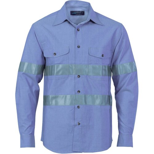 WORKWEAR, SAFETY & CORPORATE CLOTHING SPECIALISTS  - Cotton Chambray Shirt with Generic R/Tape - Long sleeve