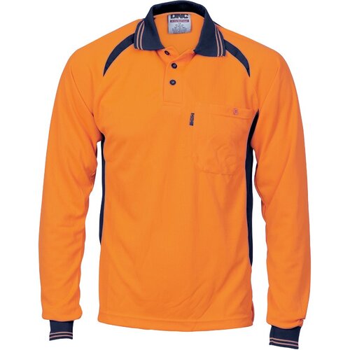 WORKWEAR, SAFETY & CORPORATE CLOTHING SPECIALISTS  - Cool-Breeze Contrast Mesh Polo - long sleeve