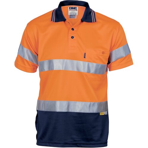 WORKWEAR, SAFETY & CORPORATE CLOTHING SPECIALISTS  - Hivis D/N Cool Breathe Polo Shirt With 3M 8906 R/Tape - Short Sleeve