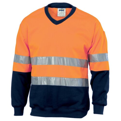 WORKWEAR, SAFETY & CORPORATE CLOTHING SPECIALISTS  - Hivis Two Tone Sweatshirt (Sloppy Joe) With Generic R/Tape V-Neck