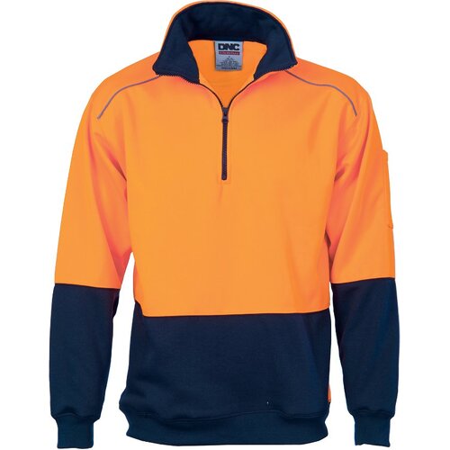 WORKWEAR, SAFETY & CORPORATE CLOTHING SPECIALISTS  - HiVis Two Tone 1/2 Zip Reflective Piping Sweat Shirt