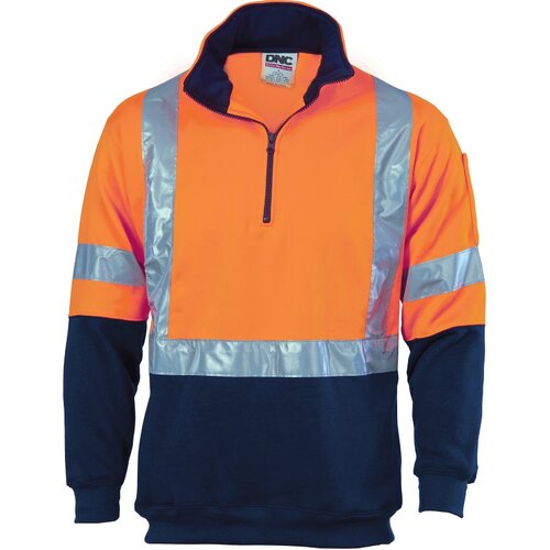 WORKWEAR, SAFETY & CORPORATE CLOTHING SPECIALISTS  - HiVis Cross Back D/N Two Tone 1/2 Zip Fleecy