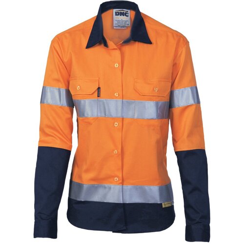 WORKWEAR, SAFETY & CORPORATE CLOTHING SPECIALISTS  - Ladies HiVis Two Tone Drill Sh irt with 3M R/Tape - Long sleeve