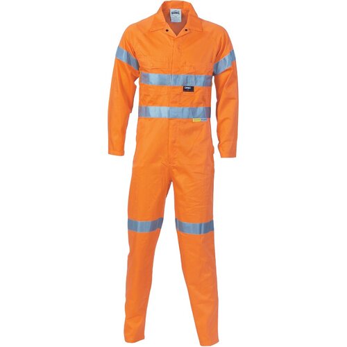 WORKWEAR, SAFETY & CORPORATE CLOTHING SPECIALISTS  - HiVis Cool-Breeze Orange L.Weight Cott on Coverall with 3M R/Tape