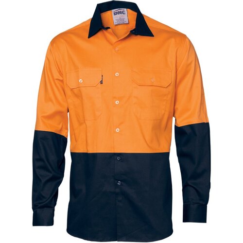WORKWEAR, SAFETY & CORPORATE CLOTHING SPECIALISTS  - HiVis Two Tone Cotton Drill Vented Shirt - Long Sleeve
