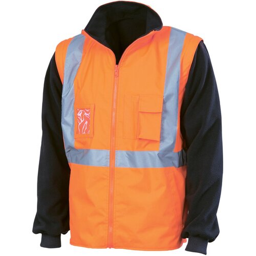 WORKWEAR, SAFETY & CORPORATE CLOTHING SPECIALISTS  - HiVis ?4 in 1? Zip off Sleeve Reversible Vest, ?X? Back with additional tape on Tail