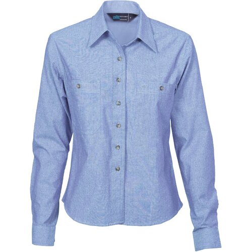 WORKWEAR, SAFETY & CORPORATE CLOTHING SPECIALISTS  - Ladies Cotton Chambray Shirt - Long Sleeve