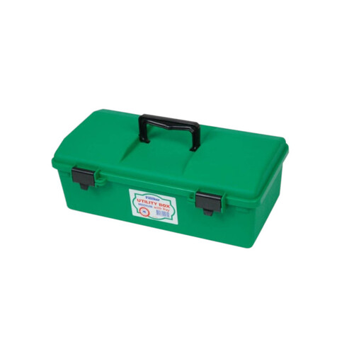 WORKWEAR, SAFETY & CORPORATE CLOTHING SPECIALISTS  - PLASTIC FIRST AID BOX, 1 TRAY, LARGE, GREEN, EMPTY