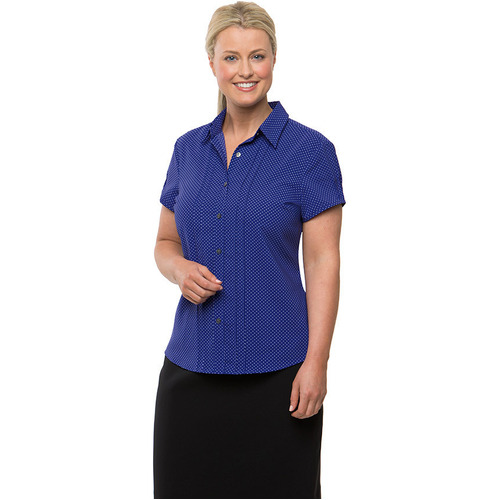 WORKWEAR, SAFETY & CORPORATE CLOTHING SPECIALISTS  - City-Stretch Spot Cap Sleeve Shirt - Ladies