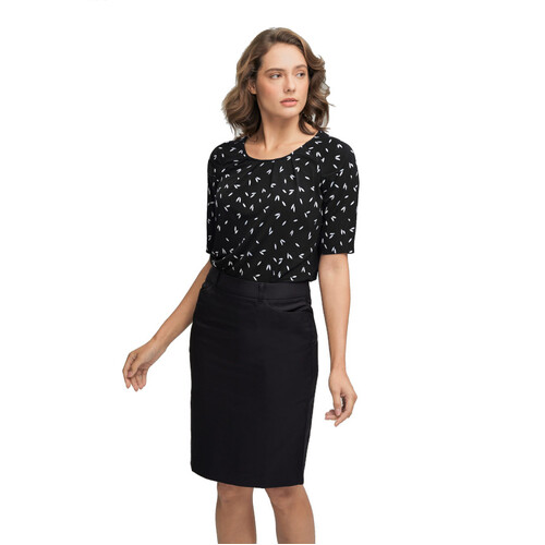 WORKWEAR, SAFETY & CORPORATE CLOTHING SPECIALISTS  - Petal Print Knit Elbow Sleeve Top - Ladies