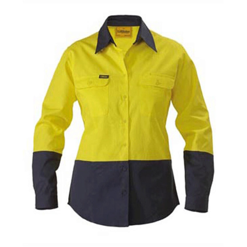 WORKWEAR, SAFETY & CORPORATE CLOTHING SPECIALISTS  - WOMENS HI VIS DRILL SHIRT - LONG SLEEVE