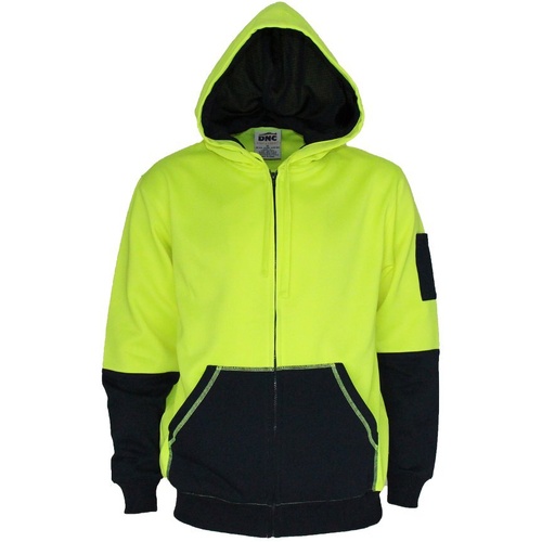 WORKWEAR, SAFETY & CORPORATE CLOTHING SPECIALISTS  - Hivis 2 tone full zip super fleecy hoodie