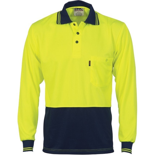 WORKWEAR, SAFETY & CORPORATE CLOTHING SPECIALISTS  - HiVis Two Tone Cool Breathe Polo Shirt, Long Sleeve