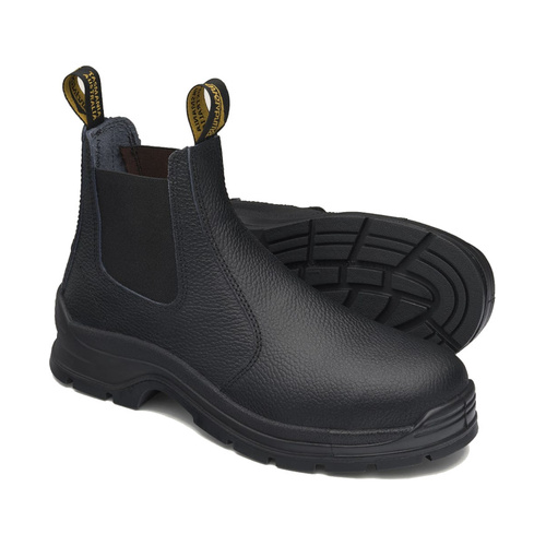 WORKWEAR, SAFETY & CORPORATE CLOTHING SPECIALISTS  - Black print leather elastic side safety boot