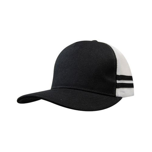 WORKWEAR, SAFETY & CORPORATE CLOTHING SPECIALISTS  - American Premium Twill/Mesh Deep Fit Trucker with Stripes