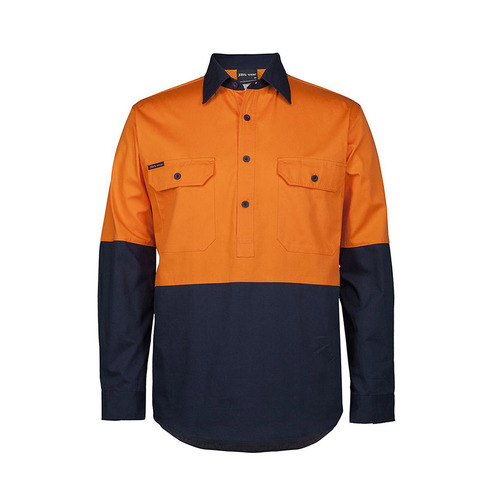WORKWEAR, SAFETY & CORPORATE CLOTHING SPECIALISTS  - JB's HV CLOSE FRONT L/S 150G WORK SHIRT