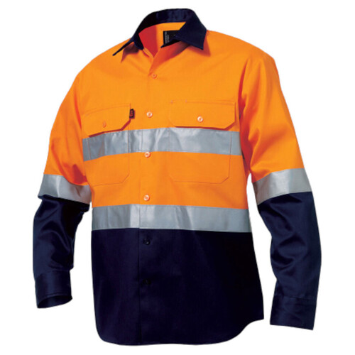 WORKWEAR, SAFETY & CORPORATE CLOTHING SPECIALISTS  - Originals - Hi-Vis Reflective Spliced Drill Shirt L/S - 'Hoop' Pattern