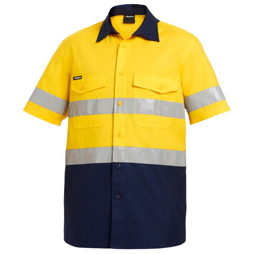 WORKWEAR, SAFETY & CORPORATE CLOTHING SPECIALISTS  - Workcool - Workcool 2 Reflective Spliced Shirt S/S 'Hoop' Pattern