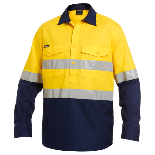 WORKWEAR, SAFETY & CORPORATE CLOTHING SPECIALISTS  - Workcool - Workcool 2 Reflective Spliced Closed Front Shirt L/S 'Hoop' Pattern