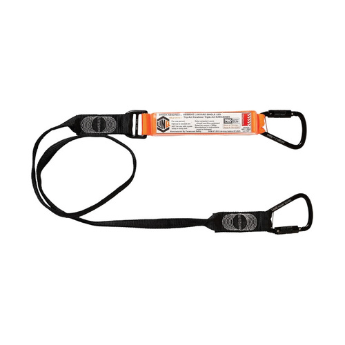 WORKWEAR, SAFETY & CORPORATE CLOTHING SPECIALISTS  - LINQ Elite Single Leg Shock Absorbing Webbing Lanyard with Hardware KT X2