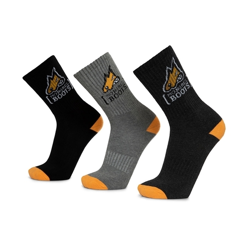 WORKWEAR, SAFETY & CORPORATE CLOTHING SPECIALISTS  Mongrel Cotton Socks Black Boot Socks Pack of 5