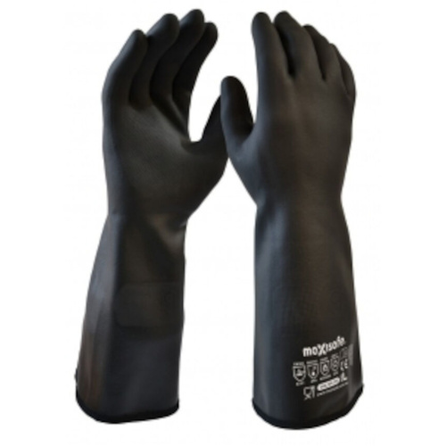 WORKWEAR, SAFETY & CORPORATE CLOTHING SPECIALISTS  - Black Neoprene lined gauntlet 38cm - Medium