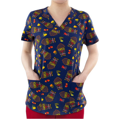 WORKWEAR, SAFETY & CORPORATE CLOTHING SPECIALISTS  - Printed Curved V-Neck Top