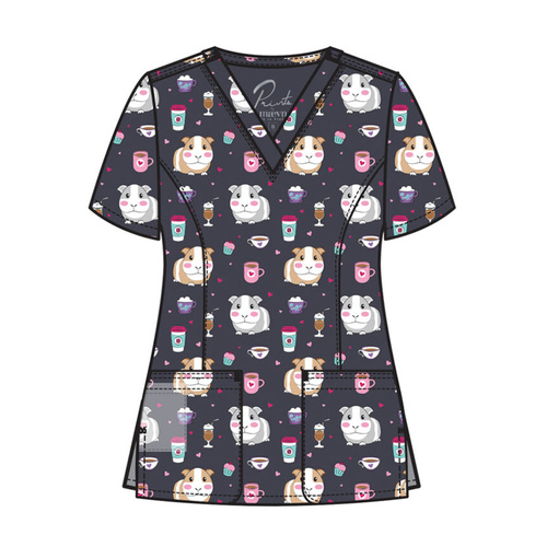 WORKWEAR, SAFETY & CORPORATE CLOTHING SPECIALISTS  - PRINTS - PRINTED CURVED V - NECK TOP