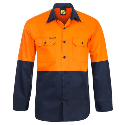 WORKWEAR, SAFETY & CORPORATE CLOTHING SPECIALISTS  - Lightweight Hi Vis Two Tone Long Sleeve Vented Cotton Drill Shirt