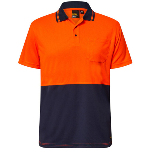 WORKWEAR, SAFETY & CORPORATE CLOTHING SPECIALISTS  - Hi Vis Two Tone Short Sleeve Micromesh Polo with Pocket