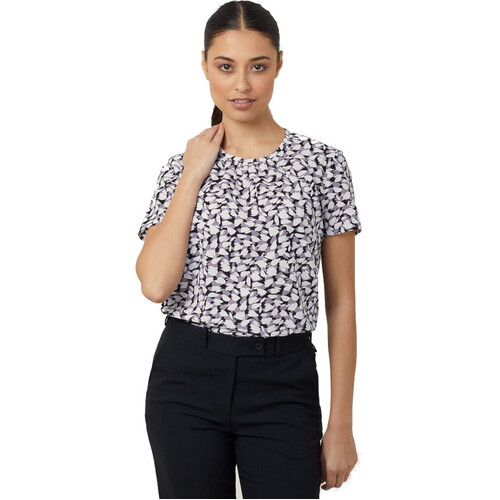 WORKWEAR, SAFETY & CORPORATE CLOTHING SPECIALISTS  - NNT - PETAL PRINT SHORT SLEEVE TOP