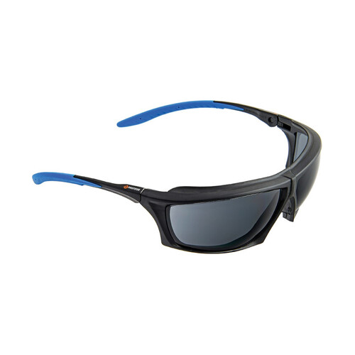 WORKWEAR, SAFETY & CORPORATE CLOTHING SPECIALISTS  - PROTEUS 2 SAFETY GLASSES SMOKE LENS DUST GUARD, RATCHET ARMS