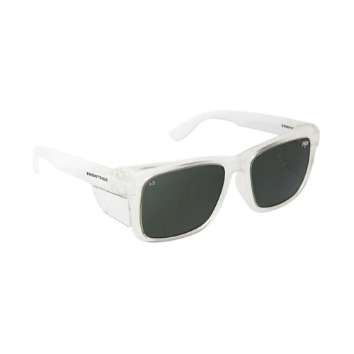 WORKWEAR, SAFETY & CORPORATE CLOTHING SPECIALISTS  - SAFETY GLASSES FRONTSIDE POLARISED SMOKE LENS WITH CLEAR FRAME