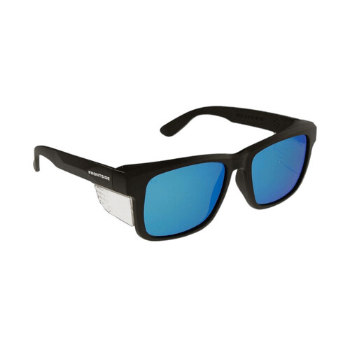 WORKWEAR, SAFETY & CORPORATE CLOTHING SPECIALISTS  - SAFETY GLASSES FRONTSIDE POLARISED BLUE REVO LENS WITH BLACK FRAME
