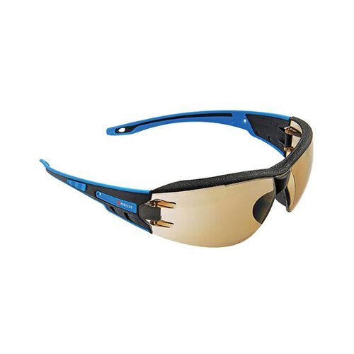 WORKWEAR, SAFETY & CORPORATE CLOTHING SPECIALISTS  - PROTEUS 1 SAFETY GLASSES LIGHT BROWN LENS INTEGRATED BROW DUST GUARD