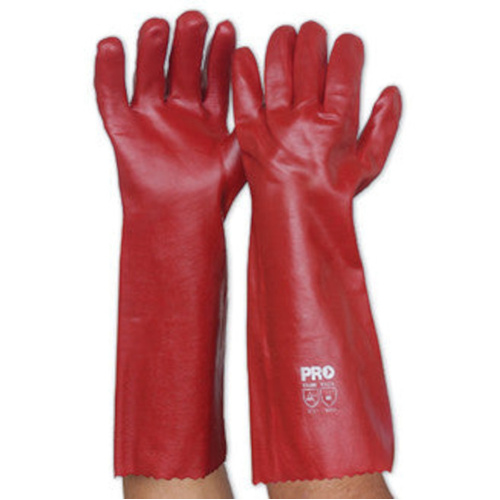 WORKWEAR, SAFETY & CORPORATE CLOTHING SPECIALISTS  - RETAIL HEADER CARDED GLOVES Red PVC. Length 45cms