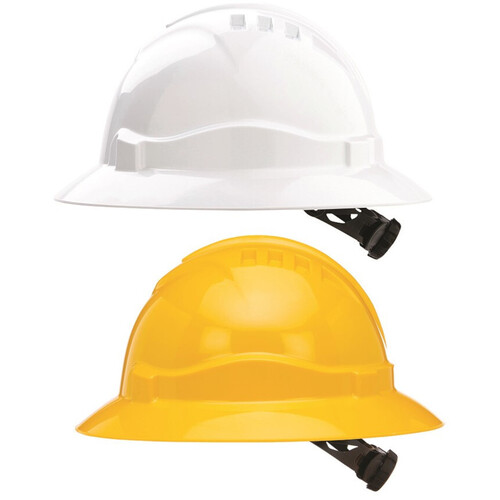 WORKWEAR, SAFETY & CORPORATE CLOTHING SPECIALISTS  - Hard Hat (V6) - UNVENTED, FULL BRIM, 6 Point RATCHET Harness