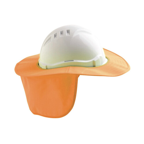 WORKWEAR, SAFETY & CORPORATE CLOTHING SPECIALISTS  - HARD HAT BRIM WITH NECK FLAP POLYESTER/PLASTIC ? WHITE
