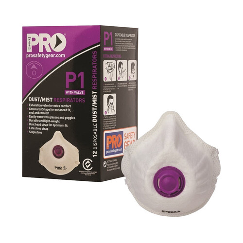 WORKWEAR, SAFETY & CORPORATE CLOTHING SPECIALISTS  - P1 with Valve Respirators - Box of 12