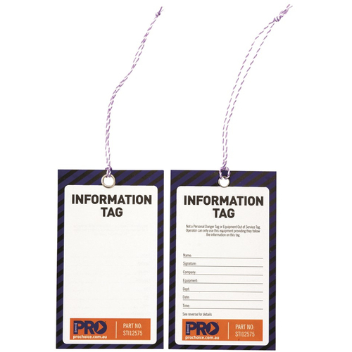WORKWEAR, SAFETY & CORPORATE CLOTHING SPECIALISTS  - Safety Tag "INFORMATION" 125mm x 75mm. Pack of 100