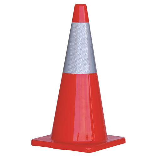 WORKWEAR, SAFETY & CORPORATE CLOTHING SPECIALISTS  - Orange PVC Traffic Cone / Reflective Tape 700mm