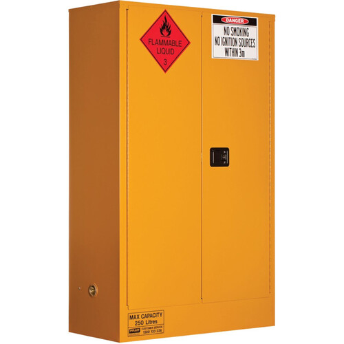 WORKWEAR, SAFETY & CORPORATE CLOTHING SPECIALISTS  - Flammable Storage Cabinet 250L 2 Door, 3 Shelf