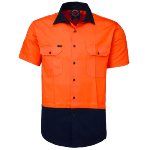 WORKWEAR, SAFETY & CORPORATE CLOTHING SPECIALISTS  - Open Front 2 Tone S/S Shirt