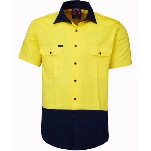WORKWEAR, SAFETY & CORPORATE CLOTHING SPECIALISTS  - Open Front 2 Tone Shirt - Short Sleeve