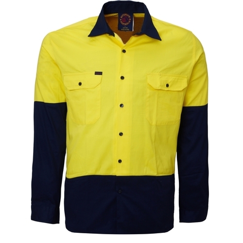 WORKWEAR, SAFETY & CORPORATE CLOTHING SPECIALISTS  - 2 Tone Vented Light Weight Open Front S/S Shirt with 3M 8910 Reflective Tape
