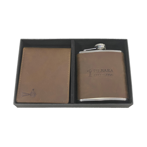 WORKWEAR, SAFETY & CORPORATE CLOTHING SPECIALISTS  - Pilbara Leather Wallet & Hip Flask