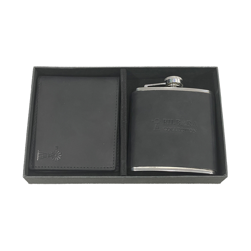 WORKWEAR, SAFETY & CORPORATE CLOTHING SPECIALISTS  - Pilbara Leather Wallet & Hip Flask