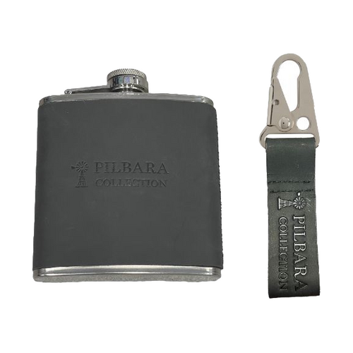 WORKWEAR, SAFETY & CORPORATE CLOTHING SPECIALISTS  - Pilbara Leather Keychain & Hip Flask