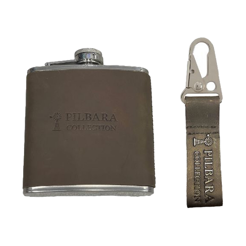 WORKWEAR, SAFETY & CORPORATE CLOTHING SPECIALISTS  - Pilbara Leather Keychain & Hip Flask