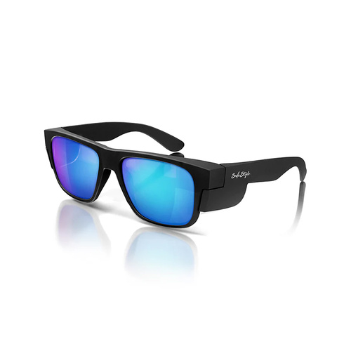 WORKWEAR, SAFETY & CORPORATE CLOTHING SPECIALISTS  - Fusions Matte Black Frame/Mirror Blue Polarised